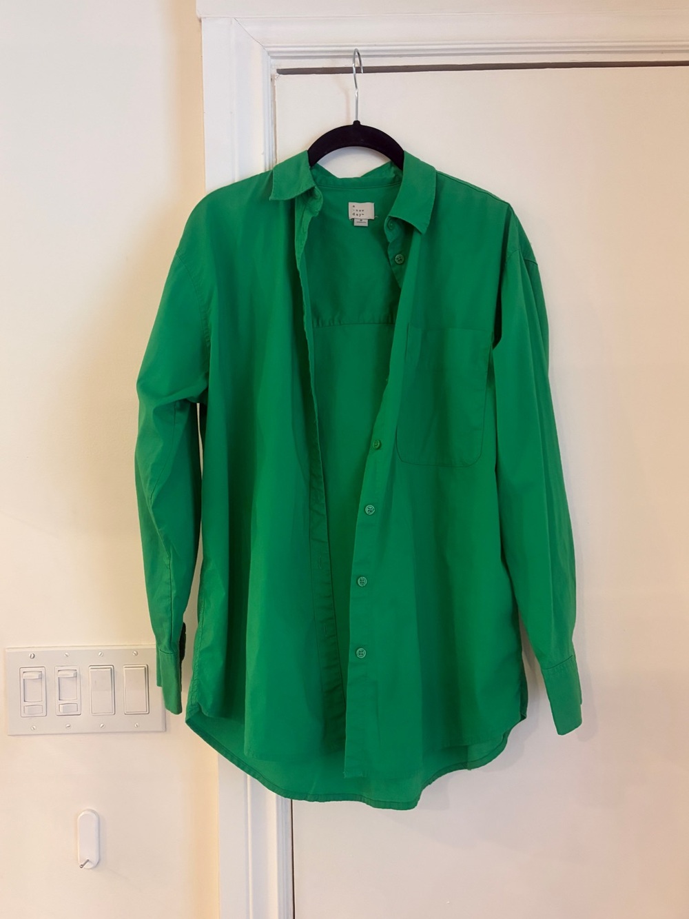 Bright Green cotton Button-Up Shirt